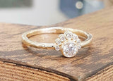 1.3ct Round Cut Diamond Engagement Ring Half Halo Solitaire 14k Yellow Gold Over