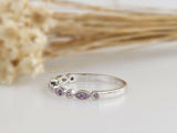 1ct Round Cut Purple Amethyst Wedding Band Half Eternity 14k White Gold Finish