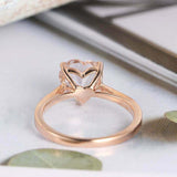 1.2ct Heart Cut Peach Morganite Solitaire Ring 14k Rose Gold Finish Round Accent