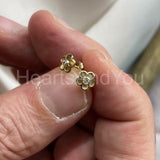 0.3ct Round Cut Moissanite Five Petal Flower Stud Earrings 14K YellowGold Plated