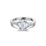 Split Shank Engagement Ring 1ct Emerald Cut VVS1D Diamond 14k White Gold Finish