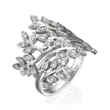 1.5ct Round Cut VVS1D Diamond Engagement Ring Leaf Petal 14k White Gold Finish