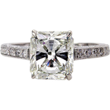 3Ct Radiant Cut Diamond Vintage Antique Engagement Ring 14K White Gold Finish