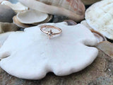 0.1ct Engagement Ring Round Cut Diamond Star Minimalist 14k Rose Gold Finish