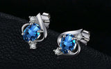 2ct Stud Earrings Oval London Blue Topaz Stylish Partywear 14k White Gold Finish