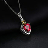 2ct Pink Ruby Pendant Heart Cut Twist Solitaire 14k White Gold Finish NO CHAIN