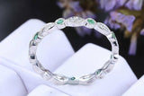 1ct Round Green Emerald Wedding Band Stackable Full Eternity 14k White Gold Over