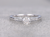 0.5ct Round Cut Diamond Engagement Ring 14k WhiteGold Finish 6 Prong Set Wedding