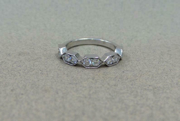 0.5ct Wedding Band Round Cut Diamond Half Eternity Stackable 14k White Gold Over