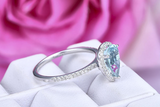 2ct Pear Blue Aquamarine Engagement Ring Diamond Halo Women 14k White Gold Over