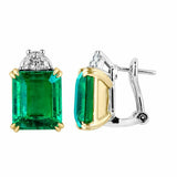 2ct Green Emerald Cut Solitaire Women Stud Earrings 14k White Gold Finish