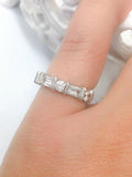 2ct Emerald Round Diamond Half Eternity Wedding Ring Band 14k White Gold Finish