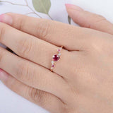 1.2ct Round Cut Pink Ruby Engagement Ring Bezel Set Cluster 14k Rose Gold Finish