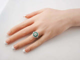 2.5ct Round Diamond Engagement Ring Green Emerald Dual Halo 14k White Gold Over