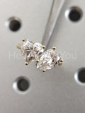 2ct Heart & Pear Cut Simulated Diamond Toi Et Moi Ring 14k Yellow Gold Plated