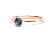 1ct Engagement Ring Round Cut London Blue Topaz Solitaire 14k Rose Gold Finish