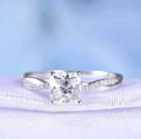 1.3ct Cushion Diamond Engagement Ring Twist Accent Solitaire 14k White Gold Over