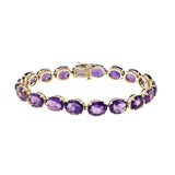 15ct Oval Cut Purple Amethyst Elegant Tennis Bracelet 14k Yellow Gold Finish