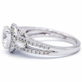 2.6ct Round Cut Diamond Engagement Ring Split Shank Halo 14k White Gold Finish