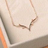 0.5ct Diamond Pendant with Chain Round Cut Deer Stag 14k Rose Gold Finish