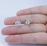 1ct Round Cut Moissanite Infinity Love Knot Stud Earrings 14k White Gold Plated