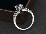 2ct Oval Cut Diamond Solitaire with Round Accent Ring 14k White Gold Finish