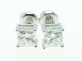 0.3ct Princess Cut VVS1D Diamond Solitaire Stud Earrings 14k White Gold Finish