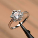 1.2ct Engagement Ring Round Cut Diamond Flower Solitaire 14k White Gold Finish