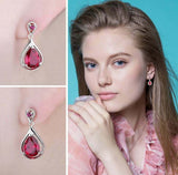 2.3ct Drop Earrings Pear Cut Pink Ruby Water Drop 14k White Gold Finish