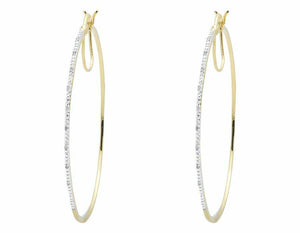 0.1ct Round Cut VVS1D Diamond Party Wear Hoop Earrings 14k Yellow Gold Finish