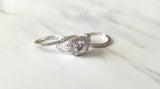 4Ct Cushion Cut Diamond Vintage Bridal Trio Set Ring Band 14K White Gold Finish