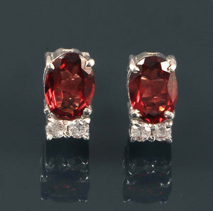 2.3ct Stud Earrings Oval Cut Red Garnet Dainty Partywear 14k White Gold Finish