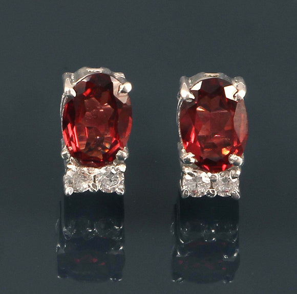 2.3ct Stud Earrings Oval Cut Red Garnet Dainty Partywear 14k White Gold Finish