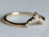 1.2ct Engagement Ring Pear Cut Diamond Crown Minimalist 14k Yellow Gold Finish