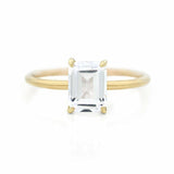 1ct Emerald Cut Diamond Classic Proposal Solitaire Ring 14k Yellow Gold Finish