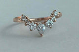 1.5ct Pear Cut Diamond Engagement Ring Stackable Curved Crown 14k Rose Gold Over