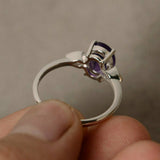 1.5ct Oval Cut Purple Amethyst Engagement Ring 14k White Gold Finish Three Stone