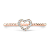 1ct Heart Cut Diamond Engagement Ring Open Heart Bead Shank 14k Rose Gold Finish