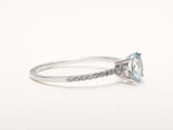 1.5ct Round Cut Blue Aquamarine Solitaire with Accents Ring 14k WhiteGold Finish