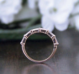 Minimalist Wedding Ring Band 1.2ct Baguette Cut Diamond 14k Rose Gold Finish