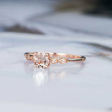 1.2ct Round Cut Morganite Engagement Ring Accents Solitaire 14k Rose Gold Finish