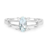 0.5Ct Marquise Cut Blue Aquamarine Trendy Solitaire Ring 14K White Gold Finish