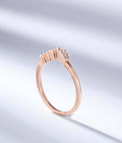 1ct Round Cut Diamond Wedding Band Dainty Minimalist Crown 14k Rose Gold Finish