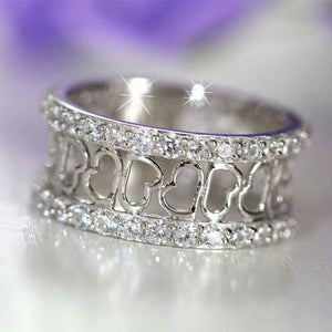 2Ct Round Cut Diamond Mesh Hearts Half Eternity Wedding Band 14K White Gold Over