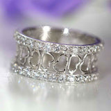 2Ct Round Cut Diamond Mesh Hearts Half Eternity Wedding Band 14K White Gold Over