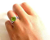 2ct Engagement Ring Round Cut Green Peridot Split Shank 14k White Gold Finish