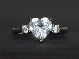 1.4ct Engagement Ring Heart Cut Diamond Three Stone Design 14k White Gold Finish