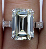 5Ct Long Emerald Cut Diamond Solitaire Ring 18K White Gold Over Baguette Accents