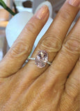 1.6ct Oval Cut Peach Morganite Solitaire Engagement Ring 14k White Gold Finish