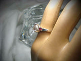 3ct Pear Diamond Trilogy Engagement Ring 14k White Gold Over Ruby Round Accents